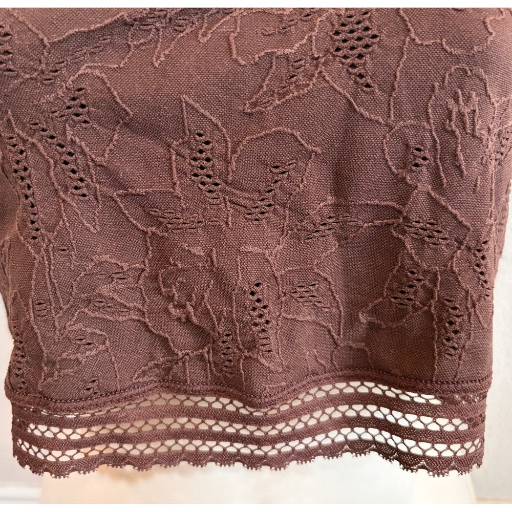 Aerie Superchill Floral Lace Crop Top S Brown Fairycore boho y2k cottagecore NWT - Picture 3 of 5